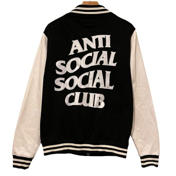 Anti Social Social Club ASSC Dropout Letterman Jacket Black / White Men’s Sz M - Picture 2 of 5
